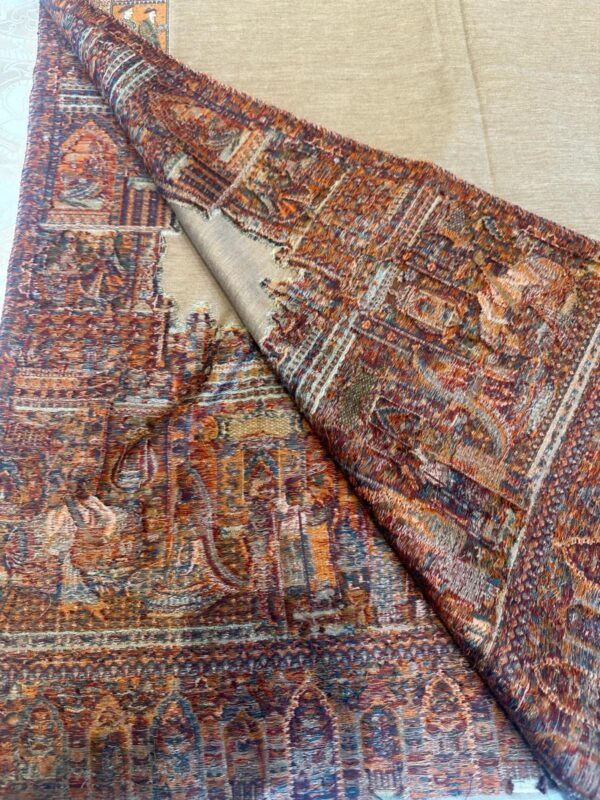 SKIN COLOR MUGHAL PRINTED PASHMINA KASHMIRI SHAWL