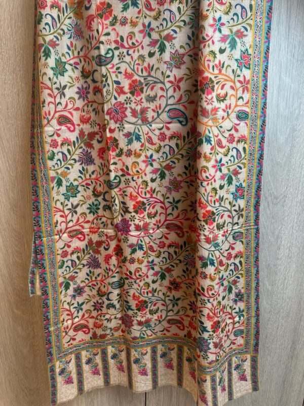 SKIN COLOR FLOWER PATTERN KANI PASHMINA KASHMIRI SHAWL