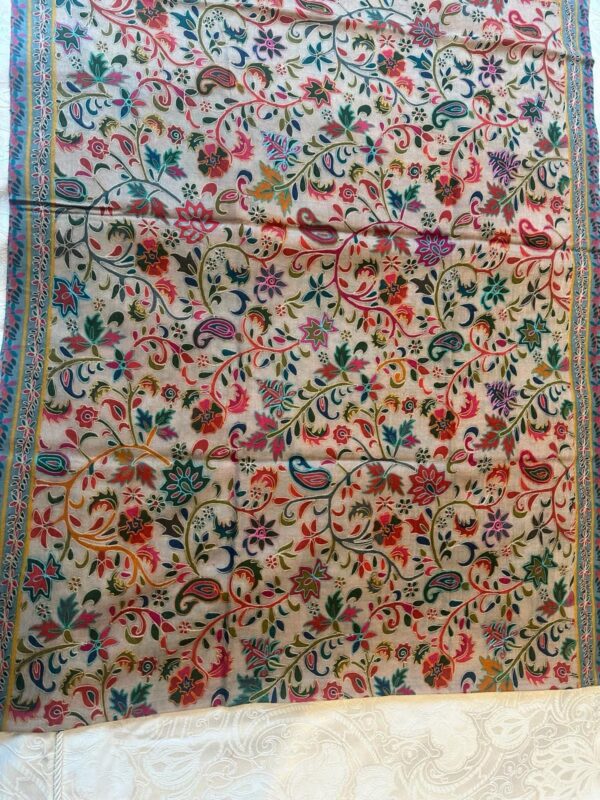 SKIN COLOR FLOWER PATTERN KANI PASHMINA KASHMIRI SHAWL