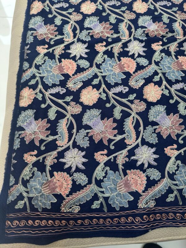 BLUE COLOR EMBROIDERED PASHMINA KASHMIRI SHAWL