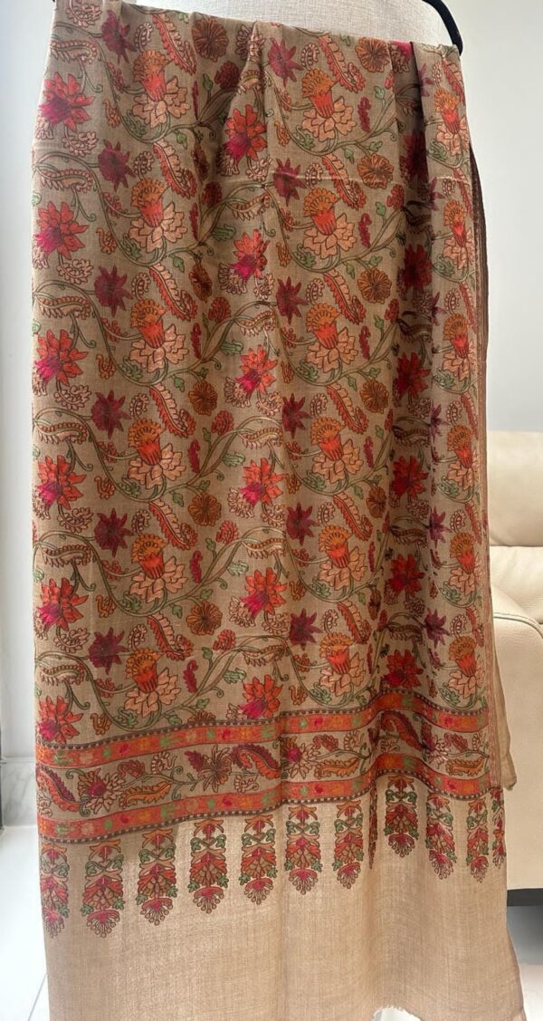 JAAL SKIN COLOR EMBROIDERED PASHMINA KASHMIRI SHAWL